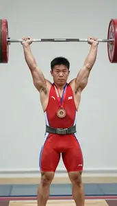 Weightlifting Snatch Specialist Wearing Singlet Standing