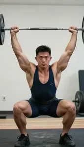 Weightlifting Strength Athlete Wearing Singlet Focused