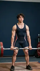 Weightlifting Strength Athlete Wearing Singlet Focused