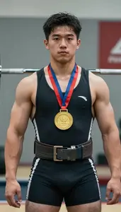 Weightlifting Strength Athlete Wearing Lifting Belt Posing