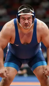 Wrestling Heavyweight Wearing Singlet Aggressive Pinning