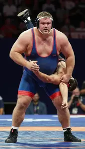 Wrestling Heavyweight Wearing Singlet Powerful Takedown