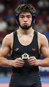 Wrestling Lightweight Wearing Headgear Standing Tall