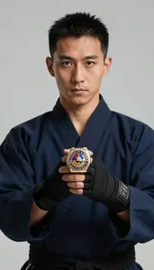 Wushu Tai Chi Practitioner Wearing Hand Wraps Standing