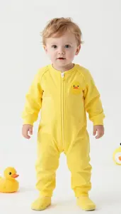 Baby Boy Super Hero Bright Canary Yellow Jumpsuit With A