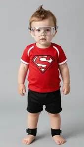 Baby Boy Super Hero Cherry Blaze Sporty Top With White