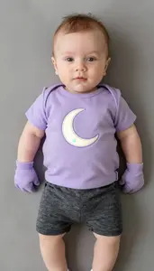 Baby Boy Super Hero Lavender Tunic With Moon Emblem And