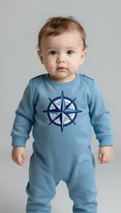 Baby Boy Super Hero Little Guardian In A Slate Blue Jumpsuit
