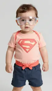 Baby Boy Super Hero Soft Peach Sunrise Tunic With Coral