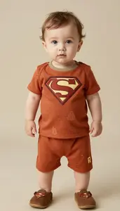 Baby Boy Super Hero Warm Terracotta Tunic With Earth Tone