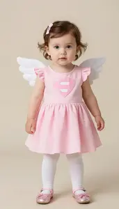 Baby Girl Superhero Blush Pink Hero Dress With Tiny Wing