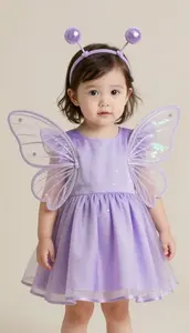 Baby Girl Superhero Lilac Dress With A Sheer Glittery