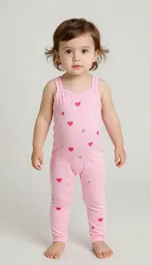 Baby Girl Superhero Pink Jumpsuit With A Sweetheart Neckline