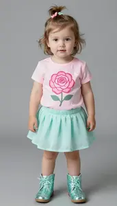 Baby Girl Superhero Rose Glow Shirt With Tiny Moon Print And