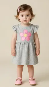 Baby Girl Superhero Soft Gray Marl Dress With A Big