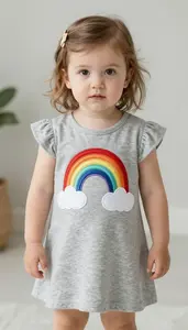 Baby Girl Superhero Soft Gray Marl Dress With A Big