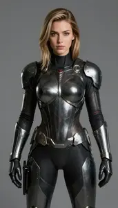 Female Superhero Blackened Steel Armor