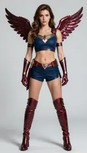 Female Superhero Woman In Midnight Blue Crop Top Arm Bands