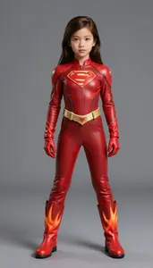 Girl Superhero Crimson Spark Suit Flame Boots