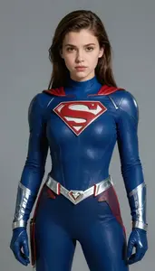 Girl Superhero Deep Rich Blue Armored Costume With Silver