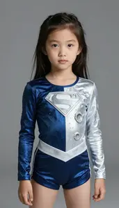 Girl Superhero One Side Deep Blue With Wave Patterns The