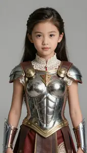 Girl Superhero Roman Style Breastplate Victorian Lace Collar