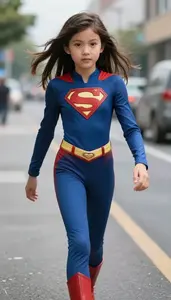 Girl Superhero Sleek Streamlined Costume Capturing A Sense