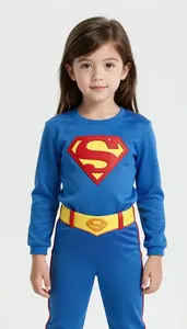 Girl Superhero Soft Blue Suit Wind Sash