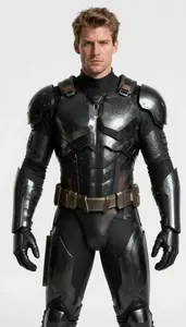 Male Superhero Blackened Steel Armor