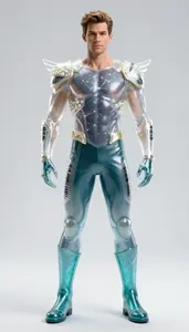 Male Superhero Male Figure In Semi Transparent Crystalline