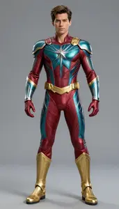 Male Superhero Male Figure In Advanced Textile With Metallic