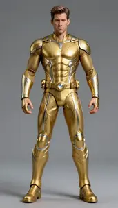 Male Superhero Male Figure In Energy Infused Gold Outfit