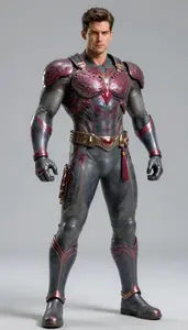 Male Superhero Powerful Male Physique In Ash And Ruby