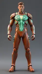 Male Superhero Striking Male Form In Reinforced Composite
