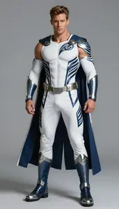 Male Superhero Strong Male Physique Showcasing White And