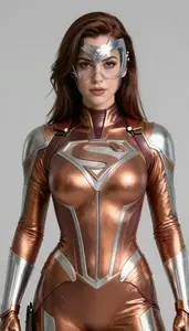 Woman Superhero Copper And Silver Armored Suit Clear Face