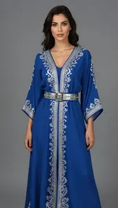 Woman Superhero Flowing Caftan Of Royal Blue With Intricate