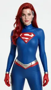 Woman Superhero Ruby And Cobalt Action Suit Clear Face