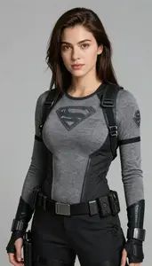 Woman Superhero She Wears Practical Attire In Shades Of Grey