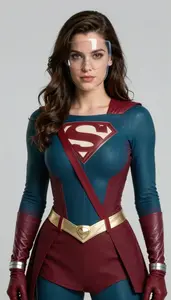 Woman Superhero Teal And Burgundy Action Suit With Sash