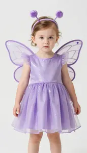Baby Girl Superhero Lilac Dress With A Sheer Glittery
