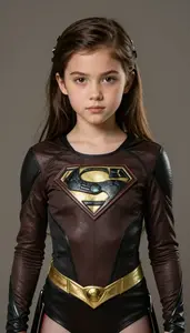 Girl Superhero Dark Brown To Black Costume With A Rare Earth