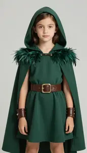 Girl Superhero Simple Elegant Hunter Green Dress With