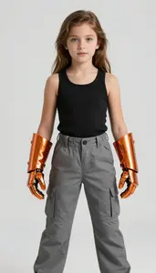 Girl Superhero Simple Durable Grey Work Pants And A Black