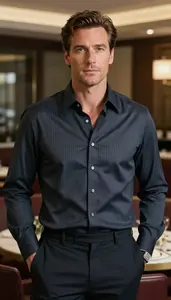 Glamorous Man In Pinstripe Shirt
