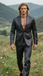 Handsome Scandinavian Man In Silk Suit