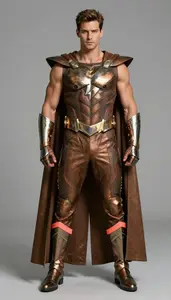Male Superhero Athletic Male In Textured Bronze Ensemble