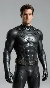 Male Superhero Blackened Steel