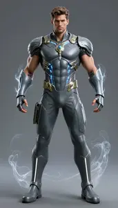Male Superhero Powerful Male Physique In Slate And Ash