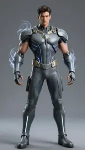 Male Superhero Powerful Male Physique In Slate And Ash